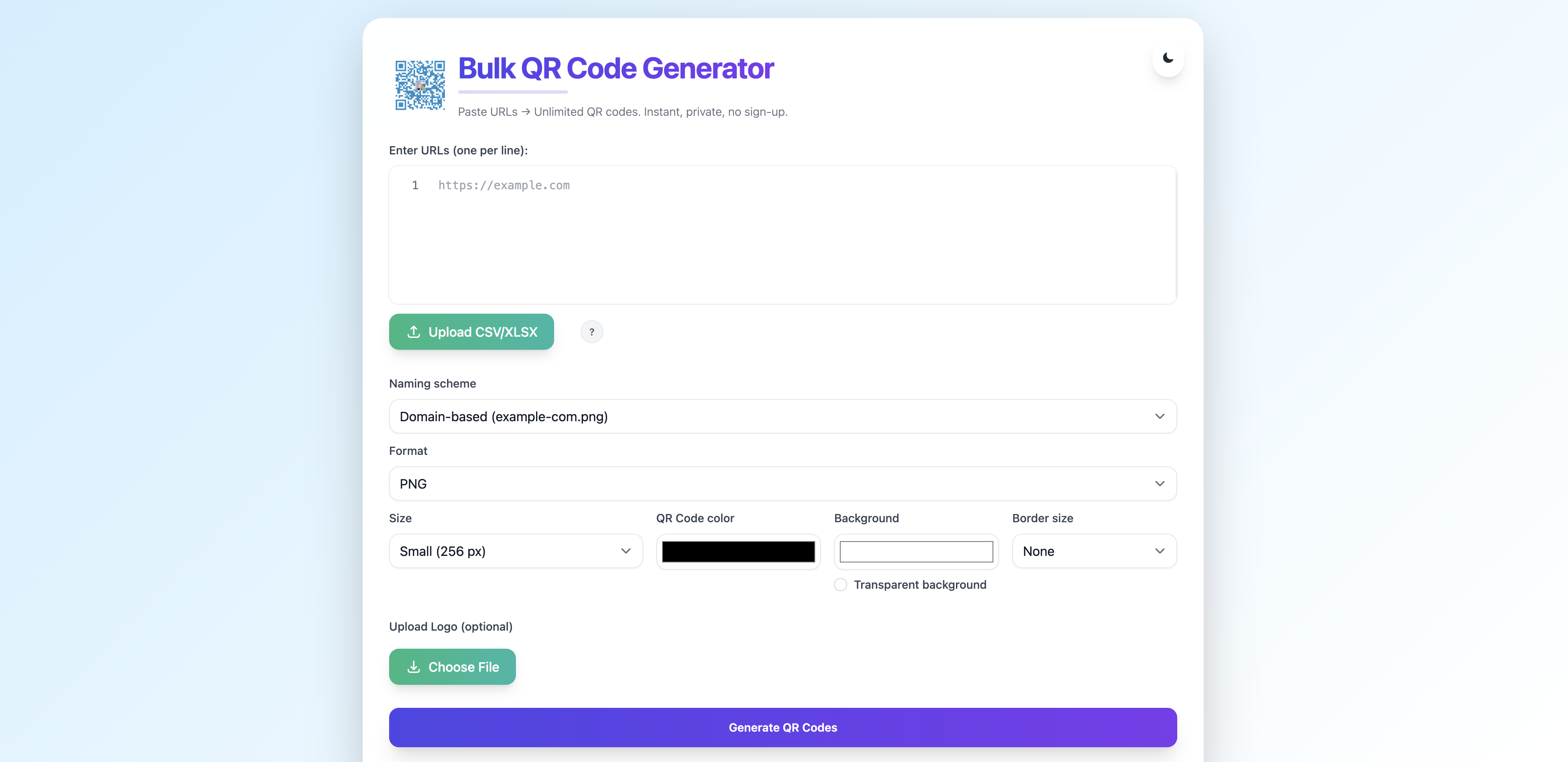 Bulk QR Code Generator preview